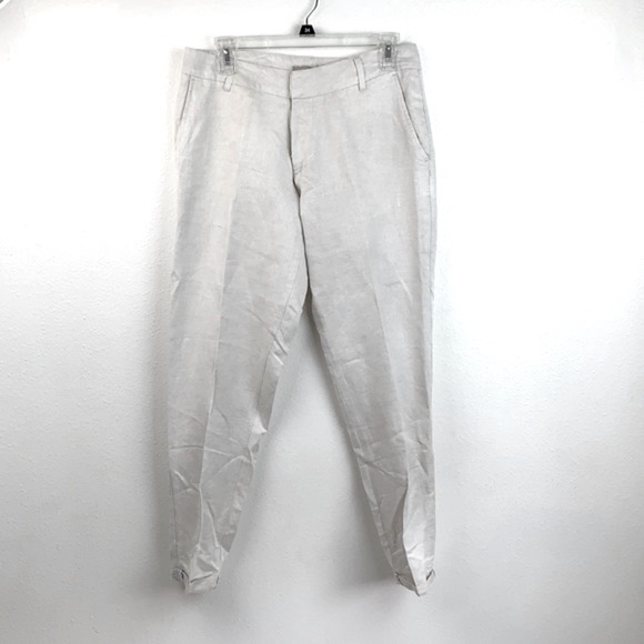 MAX Jeans: linen high waist relax hip cropped leg cuffed trousers pants EUC - Picture 1 of 9